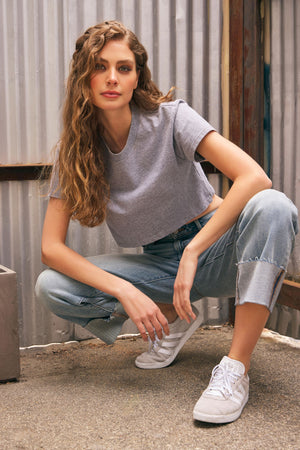 Hidden Jeans Vintage Wash High Rise Cuffed Wide Straight