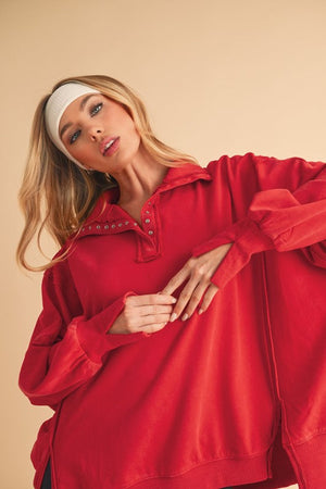 AEMI+CO Women's Sweatshirt Tamika Henley Sweatshirt