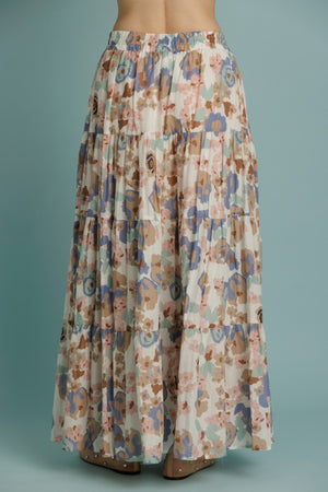 AUREUM Women's Skirts Tiered Floral Maxi Skirt