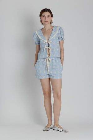 AUREUM Women's Top Floral Top With Ties