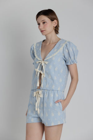 AUREUM Women's Top Floral Top With Ties