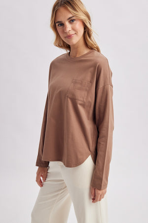Oversized Chest Pocket Long Sleeve Tee