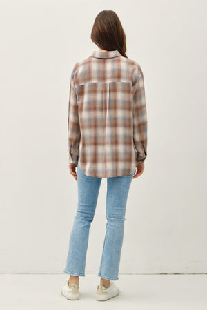 Be Cool LA Women's Top Cambell Plaid Boxy Shirt