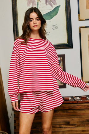BUCKET LIST Women's Shorts Comfy Elastic Waist Striped Knit Shorts
