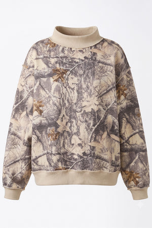 BUCKET LIST Women's Sweatshirt Real-tree Camouflage Mock-neck Sweatshirt