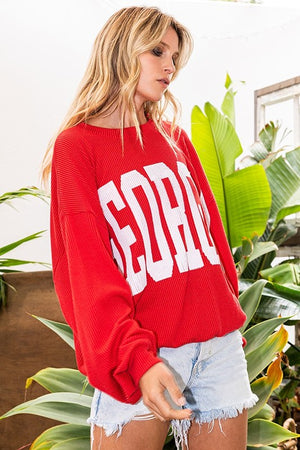 BUCKET LIST Women's Top Georgia Comfy Oversize Graphic Sweatshirt || David's Clothing