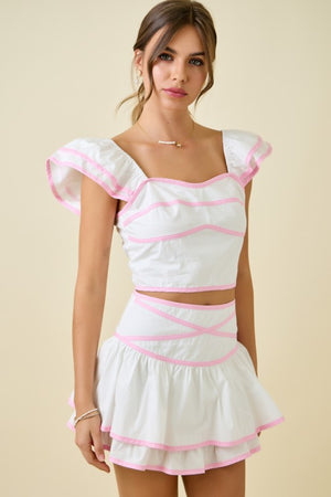 DAY + MOON Women's Skirts Tiered Ruffle Skirt W/ Contrast Binding Details