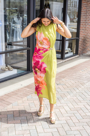 ENTRO INC Women's Dresses Floral Sleeveless Mini Dress With Draped Front Panel