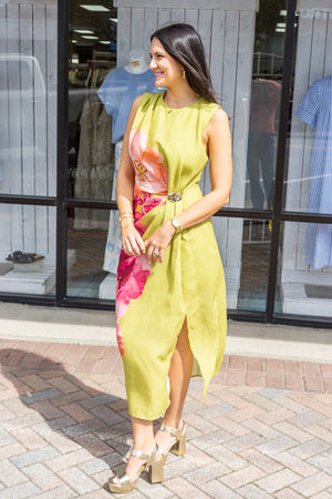 ENTRO INC Women's Dresses Floral Sleeveless Mini Dress With Draped Front Panel