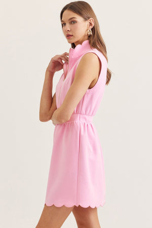 ENTRO INC Women's Dresses Scallop Hem Sleeveless Mini Dress