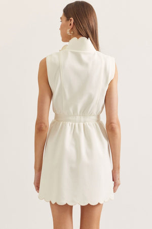 ENTRO INC Women's Dresses Scallop Hem Sleeveless Mini Dress