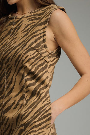 ENTRO INC Women's Dresses Zebra Print Sleeveless Mini Dress