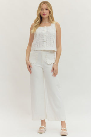 ENTRO INC Women's Pants 1 - need pics - Scallop Pocket Solid Wide Leg Pants