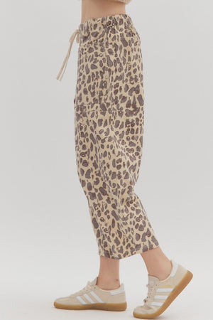 ENTRO INC Women's Pants Leopard Print Pull-on Balloon Pants || David's Clothing