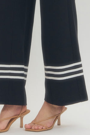 ENTRO INC Women's Pants Solid Elastic Waist Wide Leg Pants