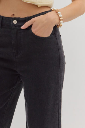 ENTRO INC Women's Pants Solid Mid-Rise Ankle Length Pants || David's Clothing