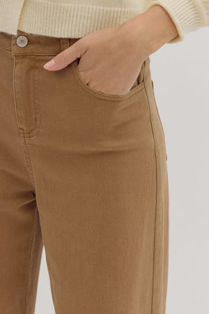 ENTRO INC Women's Pants Solid Mid-Rise Ankle Length Pants