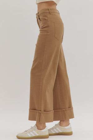 ENTRO INC Women's Pants Solid Mid-Rise Ankle Length Pants