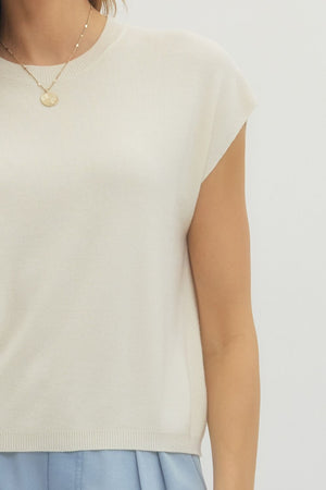 ENTRO INC Women's Sweaters Solid Cap Sleeve Knit Top