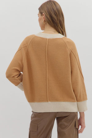 ENTRO INC Women's Sweaters Solid sweater knit long sleeve pullover top
