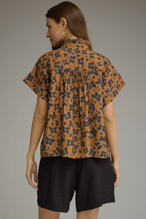 ENTRO INC Women's Top Floral Print Short Sleeve Top