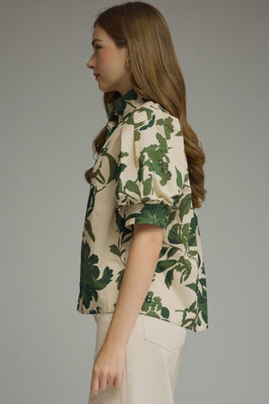 ENTRO INC Women's Top Printed short puff sleeve top