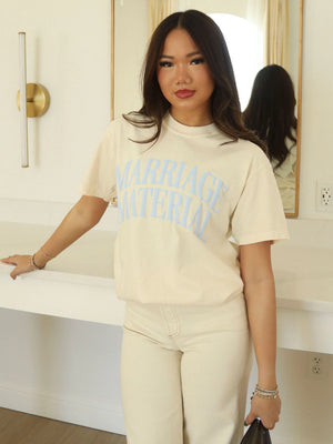 FRIDAY AND SATUR Women's Tee Friday + Saturday Marriage Material Tee || David's Clothing