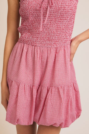Gilli Clothing Women's Romper Strapless Smocked Top Bubble Hem Romper || David's Clothing