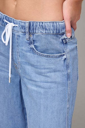 HIDDEN JEANS Women's Jeans Hidden Jeans Light Wash Super Soft Elastic Waistband Wide Leg