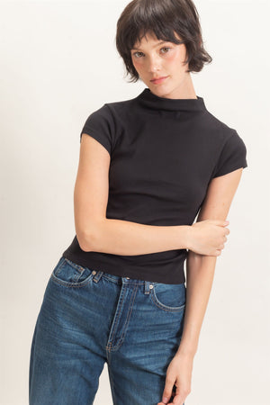 HYFVE INC. Women's Top BLACK / S Mock Neck Cap Sleeve Top DZ26E323