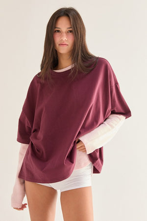 HYFVE INC. Women's Top DK CHERR / S Crew Neck Short Sleeve Oversized T-shirt DZ25E633