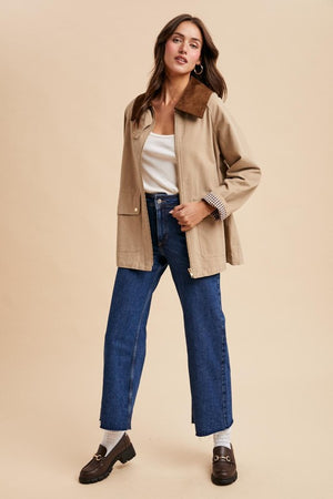 IN LOOM Women Jackets Corduroy Collared Cotton Chore Jacket