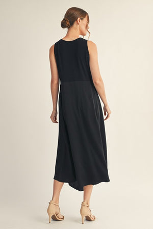 JODIFL Women's Dresses Front Pleat Detail Solid Mix Match Dress