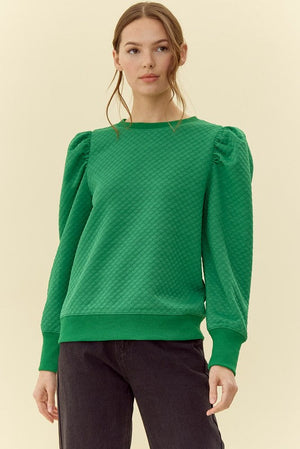 JODIFL Women's Sweaters Puff Shoulder Accent Lovely Sweatshirt || David's Clothing