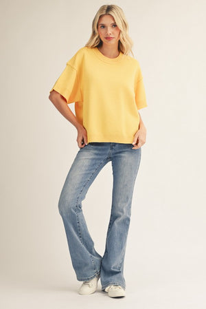 JODIFL Women's Sweaters Raw Edge Accent Comfy Sweater Top