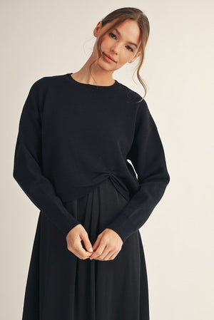 JODIFL Women's Sweaters Soft Textured Knotted Sweater Top