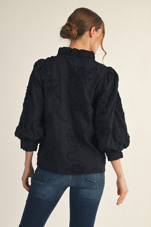 JODIFL Women's Top Button Down 3d Floral Top