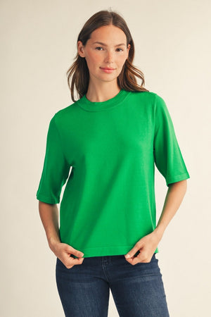 JODIFL Women's Top GREEN / S Round Neck Comfy Sweater Top G15956