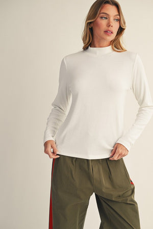 JODIFL Women's Top OFFWHITE / S Solid Basic Mock Neck Top G14634
