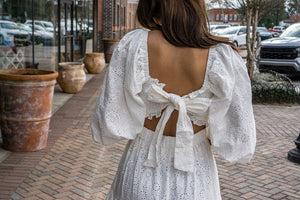 KARLIE CLOTHES Women's Dresses Karlie Eyelit Bow Back Smock Tier Maxi Dress