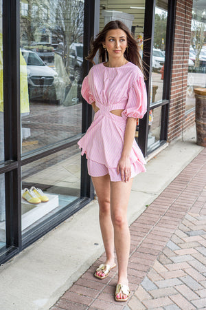 KARLIE CLOTHES Women's Dresses Karlie Stripe Cut-Out Tie Dress