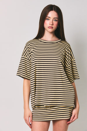 LELIS COLLECTION Short Sleeve Round Neck Oversized Stripe T-shirt