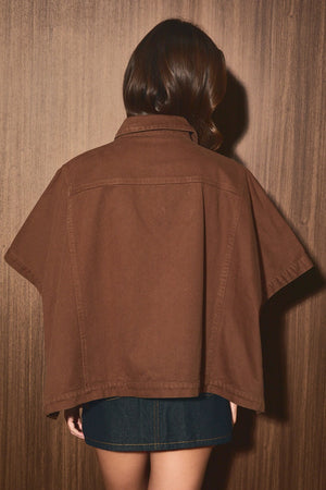 LELIS COLLECTION Women Jackets Collared Twill Cape Jacket