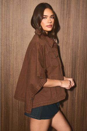 LELIS COLLECTION Women Jackets Collared Twill Cape Jacket