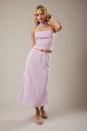 LELIS COLLECTION Women's Skirts Polka Dot Mid Rise Maxi Skirt