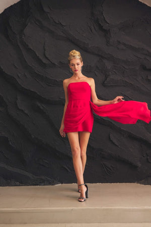 LENA Women's Dresses Wrap Skirt With Ruffle Tube Mini Dress