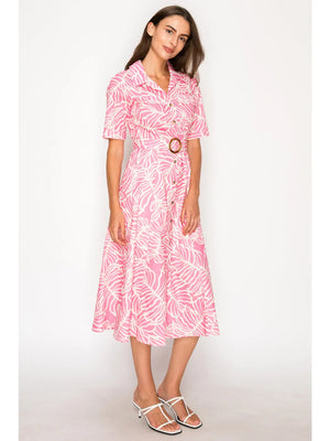 MEET ME IN SANTORINI Women's Dresses Hisbiscus Palms Shirt Dress