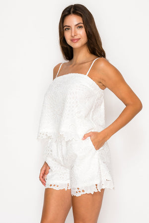 MEET ME IN SANTORINI Women's Set White Floral Lace Set