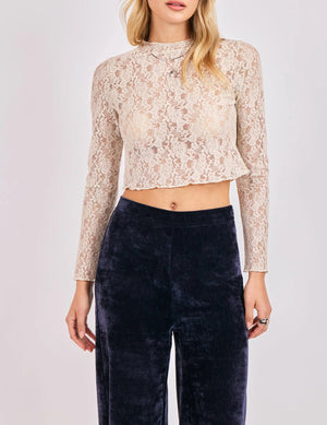 SADIE AND SAGE Women's Top Sadie & Sage Chelsea Lace Long Sleeve Knit Top