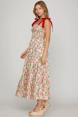 SHE AND SKY Women's Dresses Smocked Tube Maxi Printed Woven Tiered Dress